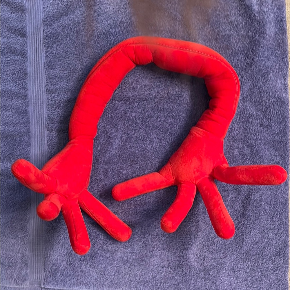Red Plush Hand-Shaped Pillow